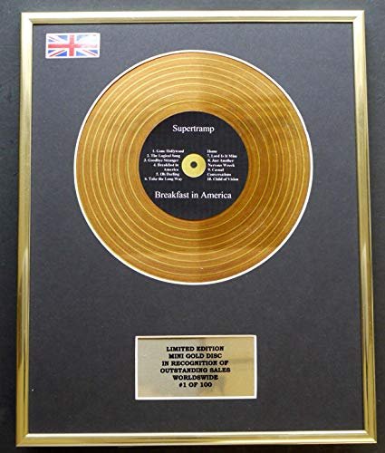 Everythingcollectible Supertramp/Mini Gold Disc Display/ÉDITION LIMITÉE/COA / Breakfast in America
