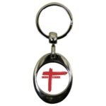 Porte-clés ovale en métal avec jeton caddie Indochine