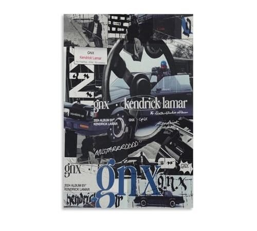 Kendrick Poster décoratif sur toile pour album Gnx de Lamar – Décoration murale – 30 x 45 cm