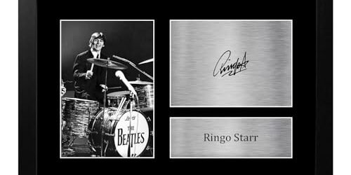 HWC Trading FR A4 Ringo Starr The Beatles Cadeaux Imprimé Signé Autographe Photo pour les fans de musique – A4 Encadré