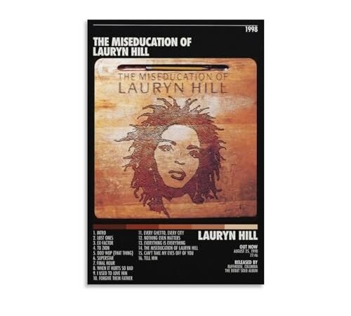 BATTTX Lauryn Hill Poster The Miseducation Of Lauryn Hill – 1 affiche sur toile – Décoration murale pour salon, chambre à coucher – Style sans cadre – 30 x 45 cm