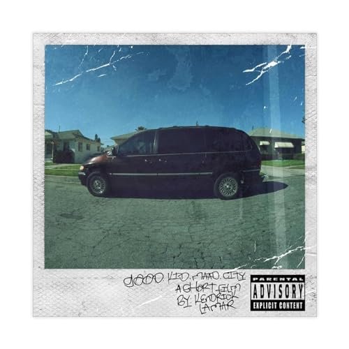 NTRECS Kendrick Lamar Poster Good Kid Maad City Tracklist – Poster sur toile – Décoration murale pour salon, chambre à coucher – Style sans cadre – 30 x 30 cm
