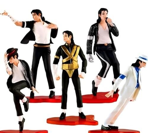 Keyhvao Lot de 5 figurines Michael Jackson 11 cm en position debout – Figurines Moonwalk – Décoration cool – Matériau PVC – Cadeaux pour les fans – Unisexe