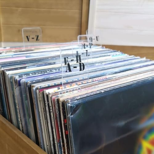 Create an Organized System Lot de 6 intercalaires pour disques vinyles transparents avec onglets (cartes CD horizontales)