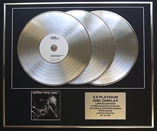 LADY GAGA / 3 X DISQUE DE PLATINE AFFICHAGE CD RECORD / LTD. ÉDITION/COA/ BORN THIS WAY