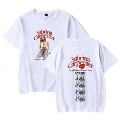 OUHZNUX Sabrina Carpenter Tour Merch T-Shirt 2D Singer Imprimé Manches Courtes Unisexe Streetwear Tops Amples D&rsquo;été Tshirt Tendance Vintage Convient Aux Hommes Et Aux Femmes XXS-4XL-Black||XXS