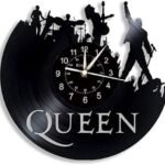 Horloge murale du groupe de rock The Queen en vinyle avec veilleuse LED 7 couleurs rétro pour salon et cuisine – Cadeau unique fait à la main (sans lumière)