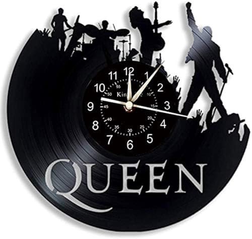 Horloge murale du groupe de rock The Queen en vinyle avec veilleuse LED 7 couleurs rétro pour salon et cuisine – Cadeau unique fait à la main (sans lumière)
