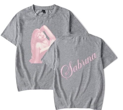 OUHZNUX T-Shirt Sabrina Carpenter Espresso Photo Merch Imprimé 2D Singer Manches Courtes Unisexe Streetwear Vintage Loose Top Tshirt Hip Hop Décontracté Convient Aux Hommes Et Aux Femmes-Black||XXS