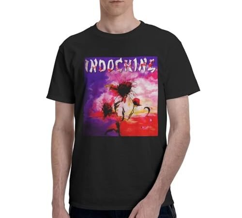 for Indochine-Pop Rock Band T-Shirt Basique à Manches Courtes pour Hommes, col Rond, T-Shirts de Sport en Coton, T-Shirts d’entraînement de Course à Pied pour Hommes ， S-6XL