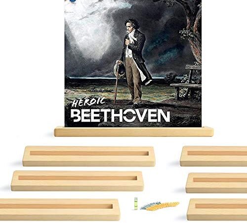 LE-BAND Lot de 8 étagères en vinyle pour vinyle, affichage de disques, cadre de rangement, support mural pour albums de collection, support d’albums, décoration vintage, bois de pin (naturel)