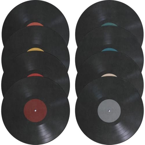 WHAMVOX Lot de 8 disques vinyles décoratifs en vinyle – Décoration murale – Faux disques vinyles – Décoration des années 1950 – CD en PVC