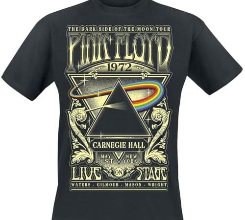 Pink Floyd The Dark Side of The Moon – Live on Stage 1972 Homme T-Shirt Manches Courtes Noir L