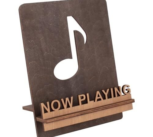 Micscrew Vinyl Record Now Présentoir en bois avec note de musique 3D Support rétro pour disques vinyles