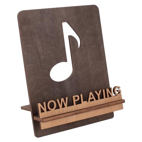 Micscrew Vinyl Record Now Présentoir en bois avec note de musique 3D Support rétro pour disques vinyles