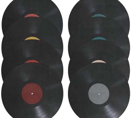 HOMSFOU Lot de 8 disques vinyles vierges en vinyle – Faux disques décoratifs vintage – Art mural – Images esthétiques – Pour fête musicale rock and roll