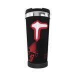 Oudrspo Indochine Tasse à café isolé avec couvercle à l&rsquo;épreuve des fuites, tasse de café de voyage en acier inoxydable à double mur pour voiture, maison, bureau