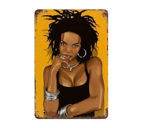 NRCKMIHRAE Poster de chanteur Lauryn Hill – Décoration murale en métal – Affiche moderne en métal – Décoration d&rsquo;intérieur – Pour bar, boutique, décoration vintage – 30 x 20 cm
