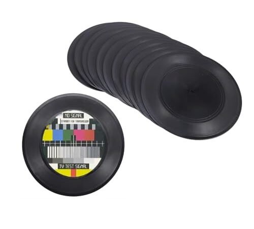 Tagtight 12Pcs Disques Vinyles Vierges 7 Pouces, CD Disque Vinyle pour Décor de Chambre, Mur De Décor Disque Vinyle, Faux Disques Décor, CD Rock Affiches Décoration pour Café, Maison, Fête