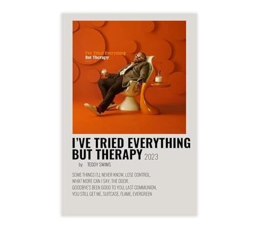 Poster sur toile pour album de musique Singer Teddy Swims I&rsquo;ve Tried Everything But Therapy – Décoration de chambre à coucher, bureau, chambre – Cadeau – 20 x 30 cm