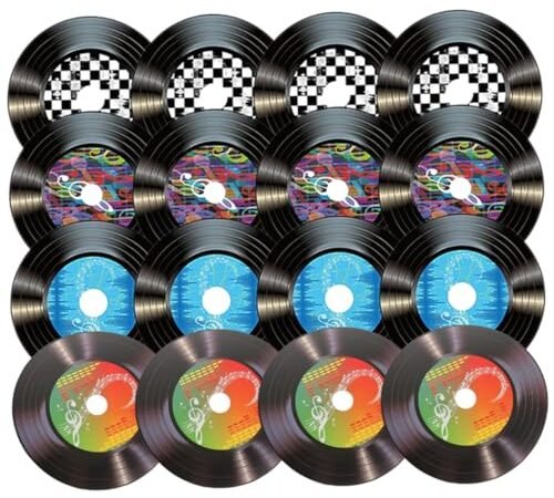 BATHVEVE 16 pièces Ornements Muraux Vinyle Rétro de Disques Décoratifs pour Salon Chambre et Bar Décoration Murale et