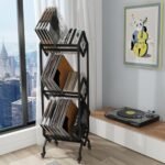 VEDECASA DJ Vinyl Record – Étagère en vinyle avec 3 étagères, support pour disques en vinyle