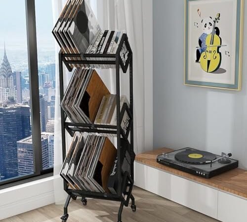 VEDECASA DJ Vinyl Record – Étagère en vinyle avec 3 étagères, support pour disques en vinyle