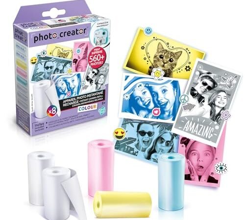 Canal Toys – Photo Creator – Appareil Photo Instantané Enfant avec 8 Rouleaux de Papier Thermique Sans BPA et 2 Planchettes d’Autocollants – Imprime 560 Photos – Appareil Inclus – 8 Ans + – CLK 016