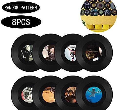Integrity.1 Décoration de Disque Vinyle, 8 Pièces Disque de Décorations Fête Musique en Rouleau, Décoration Murale de Disque Vinyle, pour la Décoration de Bars, Cafés, Desserts (Aléatoire 8 Sortes)