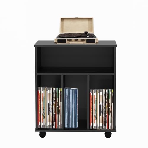 Meuble de Rangement Vinyle LP – bibliothèque – Rangement Magazines Livres disques – Noir