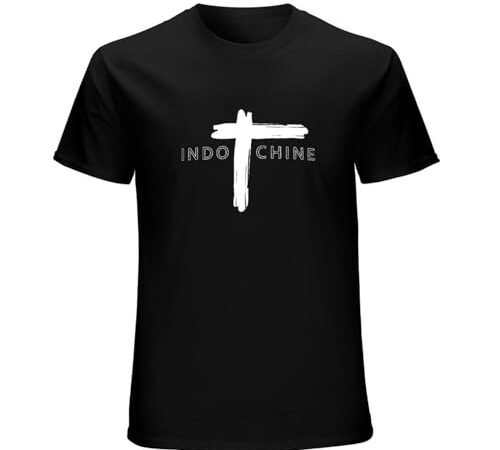 Indochine Mens T-Shirt Casual Cotton Unisex Black Tee Tops XL